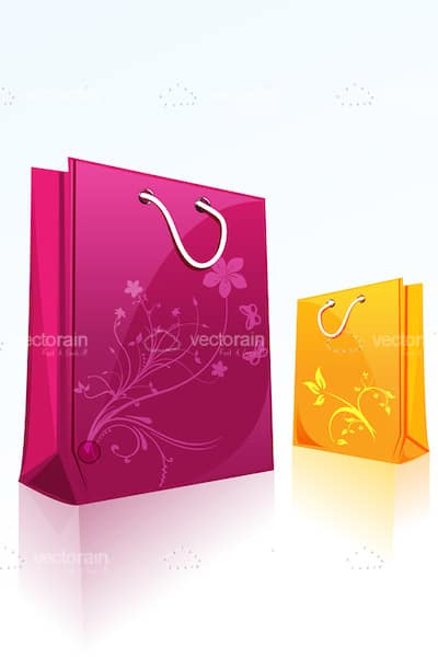 Colorful Shopping Bags with Floral Pattern